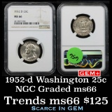 NGC 1952-d Washington Quarter 25c Graded ms66 By NGC