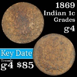 1869 Indian Cent 1c Grades g, good