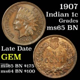 1907 Indian Cent 1c Grades GEM Unc BN