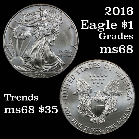 2016 Silver Eagle Dollar $1 Grades GEM+++ Unc