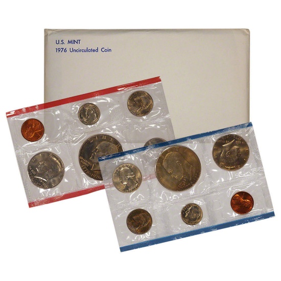 1976 United States Mint Set in Original Government Packaging  includes 2 Eisenhower Dollars.