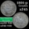 1891-p Morgan Dollar $1 Grades xf+