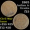 1865 Indian Cent 1c Grades f+