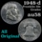 1948-d Franklin Half Dollar 50c Grades Choice AU/BU Slider