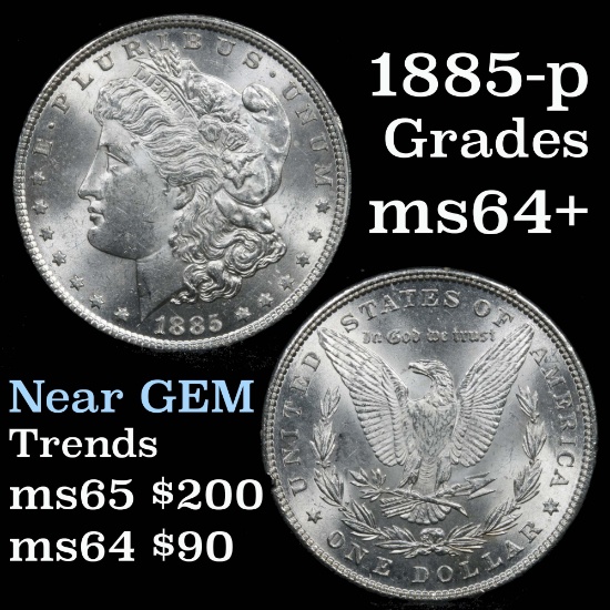 1885-p Morgan Dollar $1 Grades Choice+ Unc