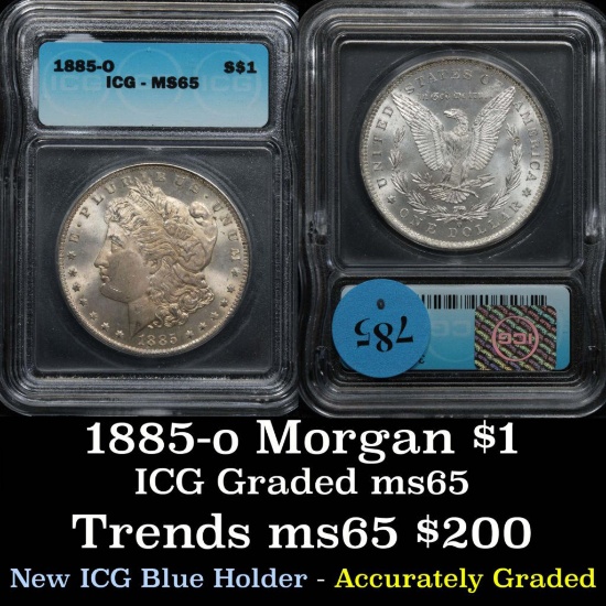 1885-o Morgan Dollar $1 Graded ms65 by ICG