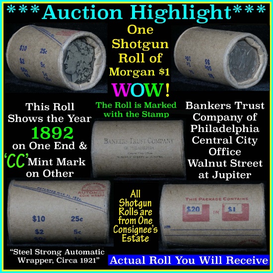 ***Auction Highlight*** Morgan dollar roll ends 1892 & 'cc', Better than average circ (fc)