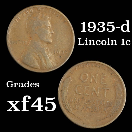 1935-d Lincoln Cent 1c Grades xf+