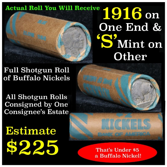 Full roll of Buffalo Nickels, 1926 & 's' Mint Ends Grades Avg Circ (fc)