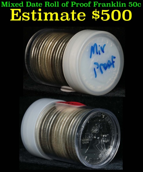 One full mixed date roll of proof Franklin Half Dollars 50c