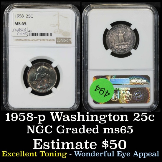 NGC 1958-p Washington Quarter 25c Graded ms65 By NGC