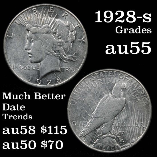 1928-s Peace Dollar $1 Grades Choice AU