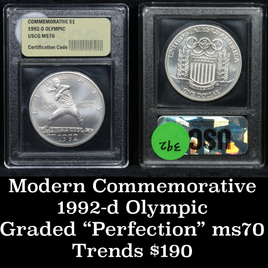 1992-d Olympics Modern Commem Dollar $1 Graded Perfection, Gem++ by USCG
