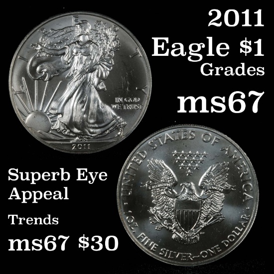 2011 Silver Eagle Dollar $1 Grades GEM++ Unc