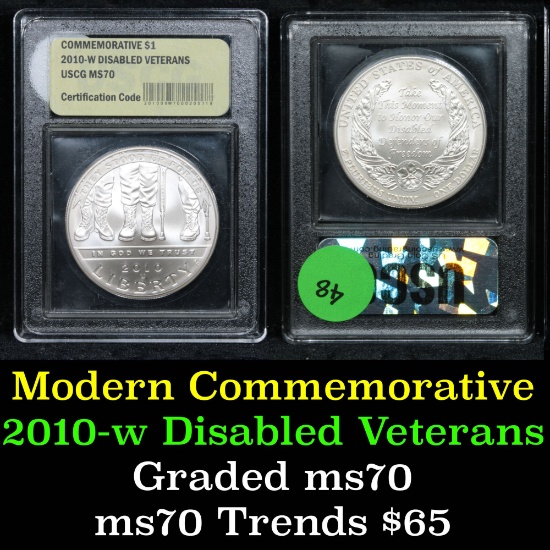 2010-w Disabled Veterans Modern Commem Dollar $1 Graded Perfection, Gem++ by USCG