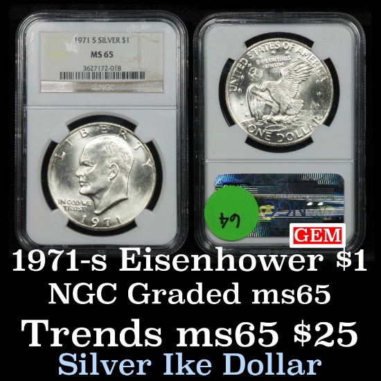 NGC 1971-s Silver Eisenhower Dollar $1 Graded ms65 by NGC