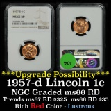 NGC 1957-d Lincoln Cent 1c Graded ms66RD by NGC