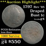 ***Auction Highlight*** 1797 Rev '95 Gripped edge Draped Bust Large Cent 1c Grades g, good (fc)