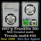 NGC 1957-p Franklin Half Dollar 50c Graded ms64 by NGC