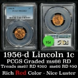 PCGS 1956-d Lincoln Cent 1c Graded ms66RD by PCGS
