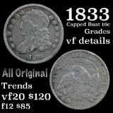 1833 Capped Bust Dime 10c Grades vf details