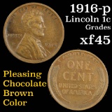 1916-p Lincoln Cent 1c Grades xf+