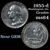 1955-d Washington Quarter 25c Grades Choice Unc