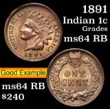 1891 Indian Cent 1c Grades Choice Unc RB (fc)