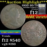 ***Auction Highlight*** 1800 80/79 2nd Hair Draped Bust Large Cent 1c Graded f, fine by USCG (fc)