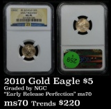 Perfect NGC 2010 Gold Eagle Five Dollars $5 Graded  ms70 by NGC Early Release (fc)