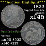 1823 Capped Bust Half Dollar 50c Grades xf+ (fc)