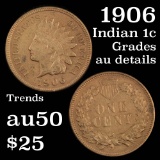 1906 Indian Cent 1c Grades AU Details