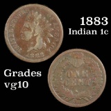 1883 Indian Cent 1c Grades vg+