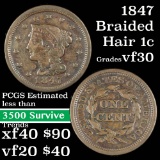 1847 Braided Hair Large Cent 1c Grades vf++