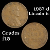 1937-d Lincoln Cent 1c Grades f+