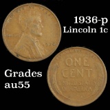 1936-p Lincoln Cent 1c Grades Choice AU