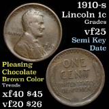 1910-s Lincoln Cent 1c Grades vf+