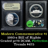 1993-s Bill of Rights Modern Commem Dollar $1 Graded Perfection, Gem++ Proof DCAM by USCG