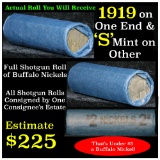 Full roll of Buffalo Nickels, 1919 & 's' Mint Ends Grades Avg Circ (fc)