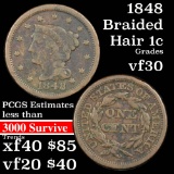 1848 Braided Hair Large Cent 1c Grades vf++