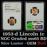 NGC 1953-d Lincoln Cent 1c Graded ms65RD by NGC