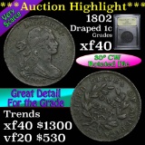 ***Auction Highlight*** 1802 Draped Bust Large Cent 1c Graded xf by USCG (fc)