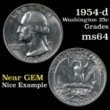 1954-d Washington Quarter 25c Grades Choice Unc