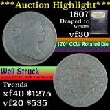 ***Auction Highlight*** 1807 Draped Bust Large Cent 1c Graded vf++ by USCG (fc)