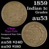 1859 Indian Cent 1c Grades Select AU (fc)