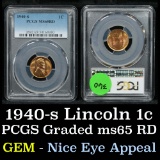 PCGS 1940-s Lincoln Cent 1c Graded ms65RD by PCGS