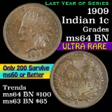 1909 Indian Cent 1c Grades Choice Unc BN