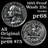 1955 Proof Washington Quarter 25c Grades GEM++ Proof