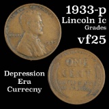 1933-p Lincoln Cent 1c Grades vf+