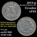 1875-p Seated Liberty Dime 10c Grades xf+